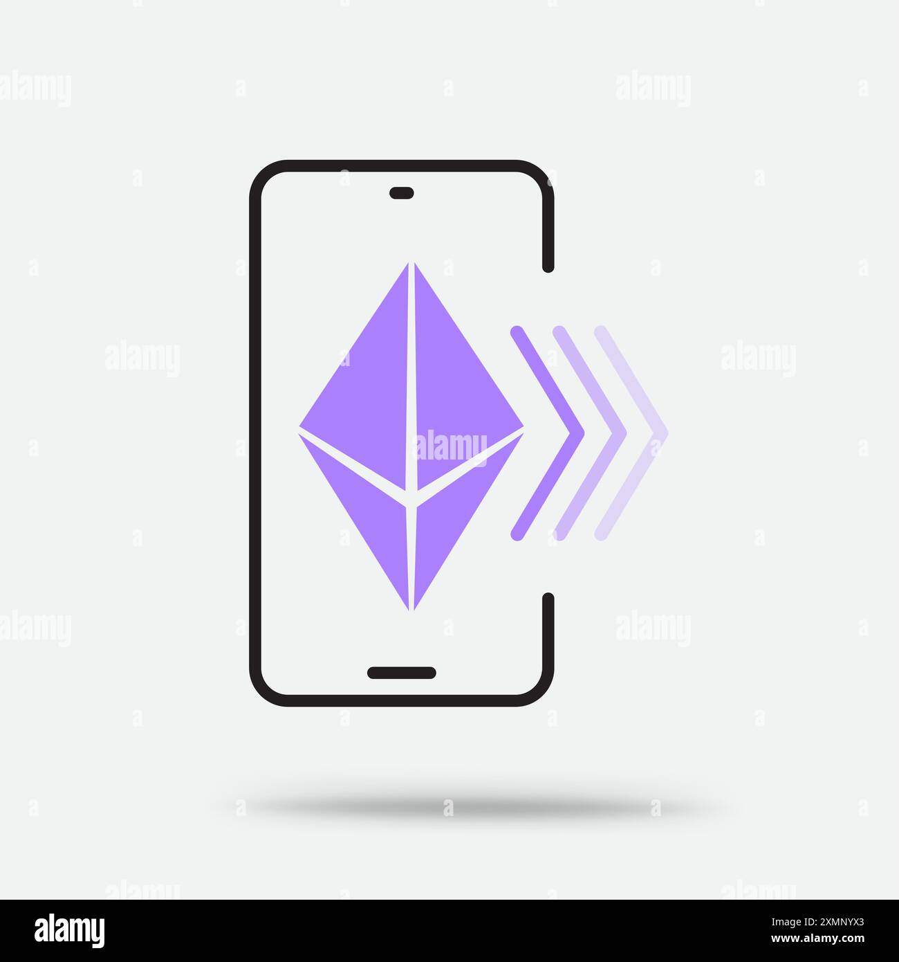 Ethereum crypto smartphone transfer icon Stock Vector