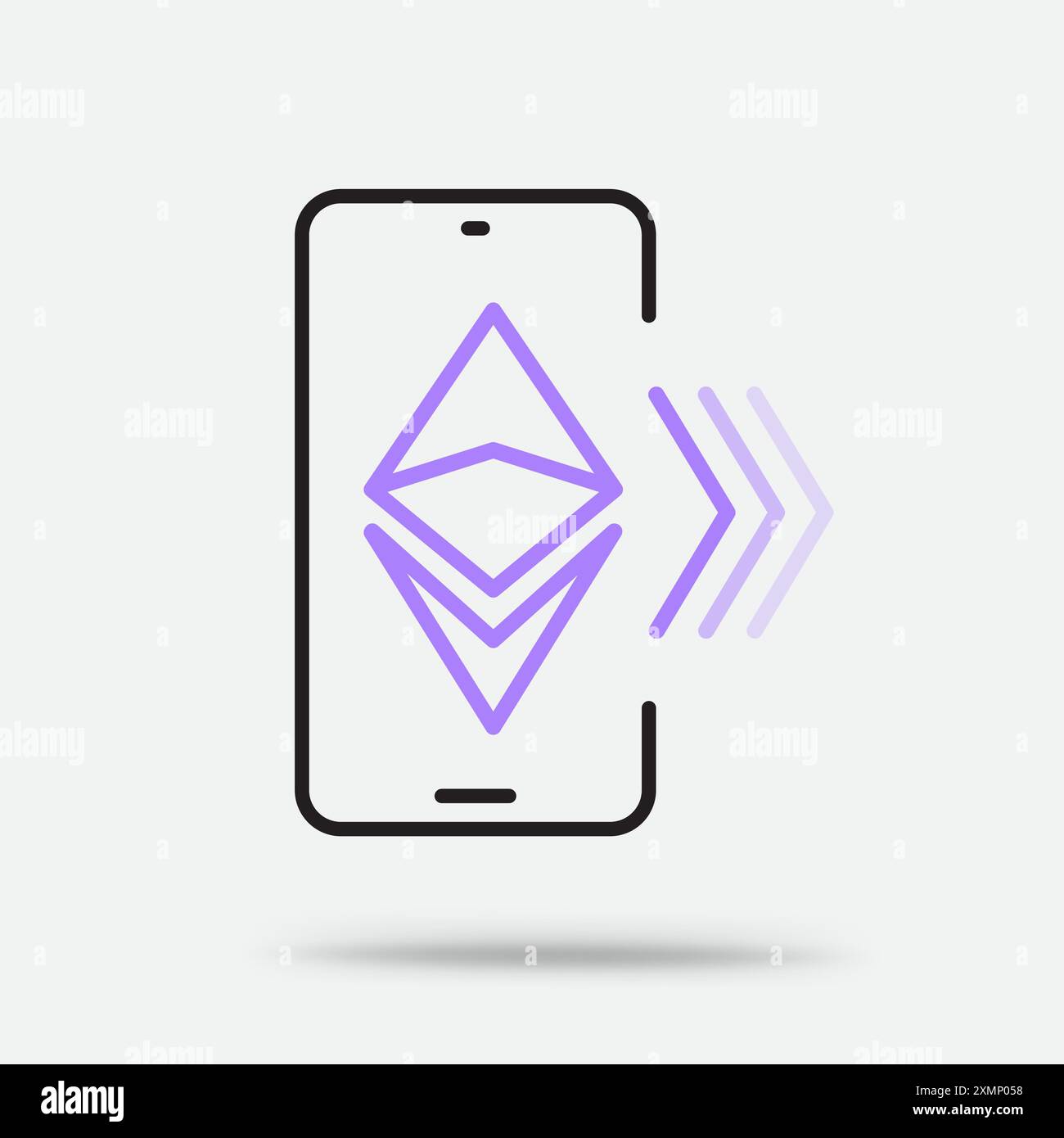 Ethereum crypto smartphone transfer icon Stock Vector