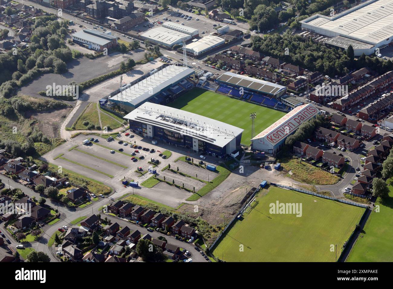 aerial view of Oldham Athletic FC #39 s Boundary Park football ground Stock