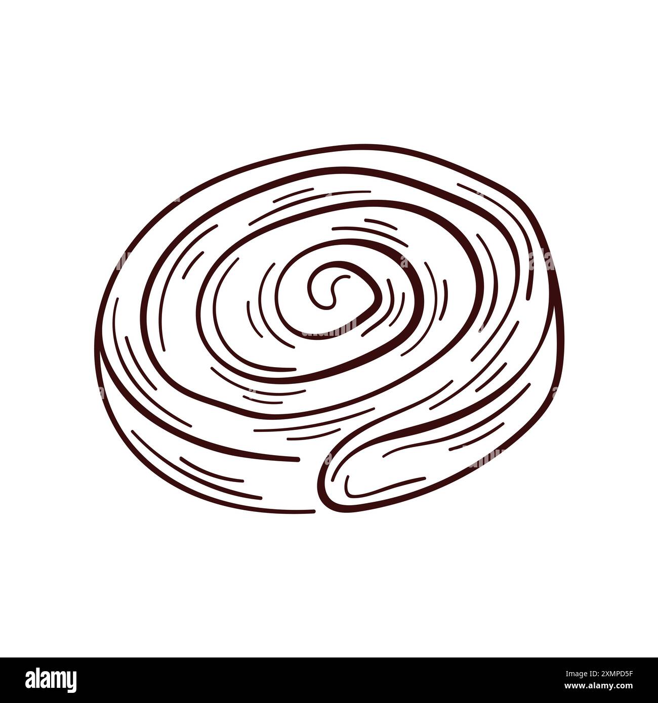 Cinnamon roll logo in line art style. Sweet swirl bun with cinnamon. Design for bakery. Vector illustration isolated a on white background. Stock Vector