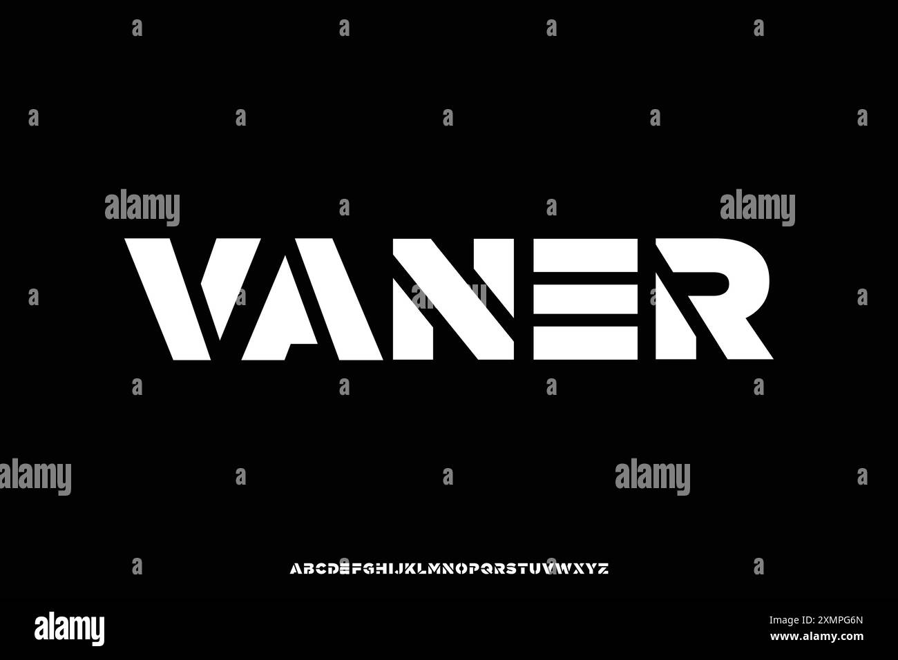 Bold modern stencil abstract alphabet display font vector illustration Stock Vector
