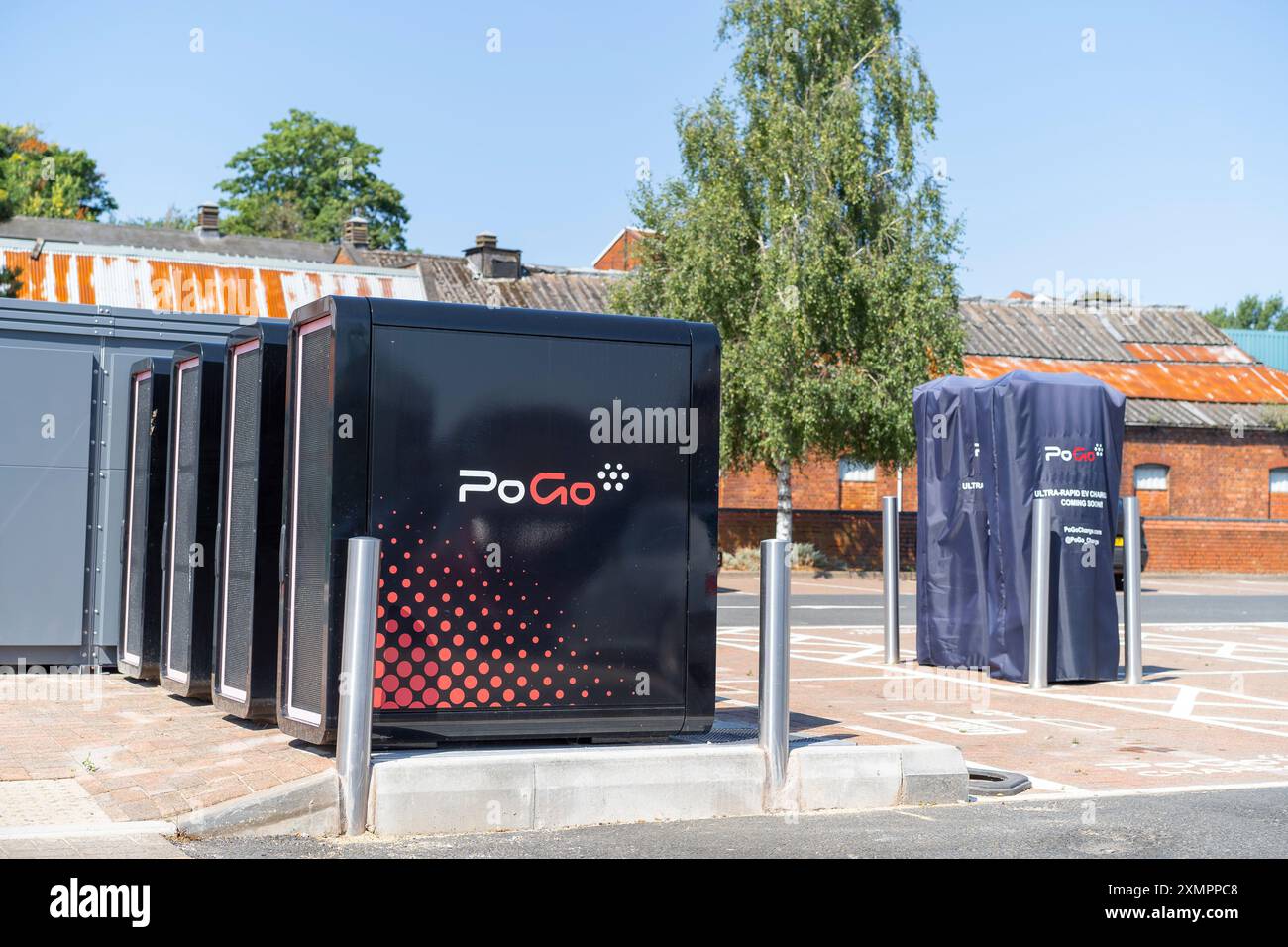 Kidderminster, UK. 29th July, 2024. PoGo ultrarapid charging points, newly installed and not