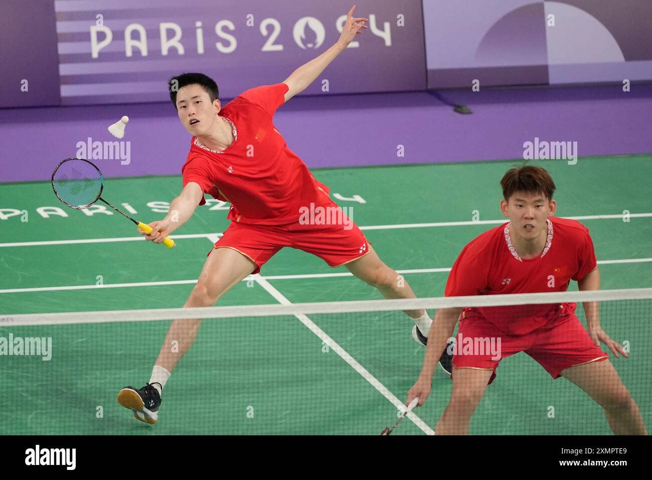 China's Liu Yu Chen and Ou Yuan Xi play against Denmark's Kim Astrup ...