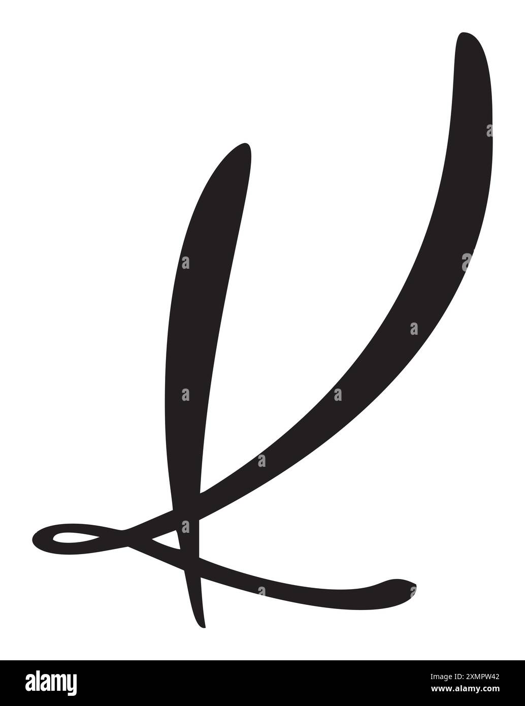 Hand drawn vector calligraphy letter capital K. Script font logo ...