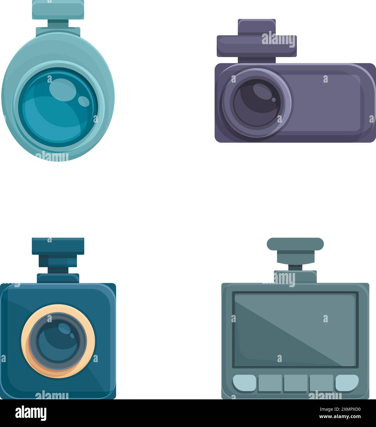 Digital dvr icons set cartoon vector. Car dvr. Modern technology Stock Vector