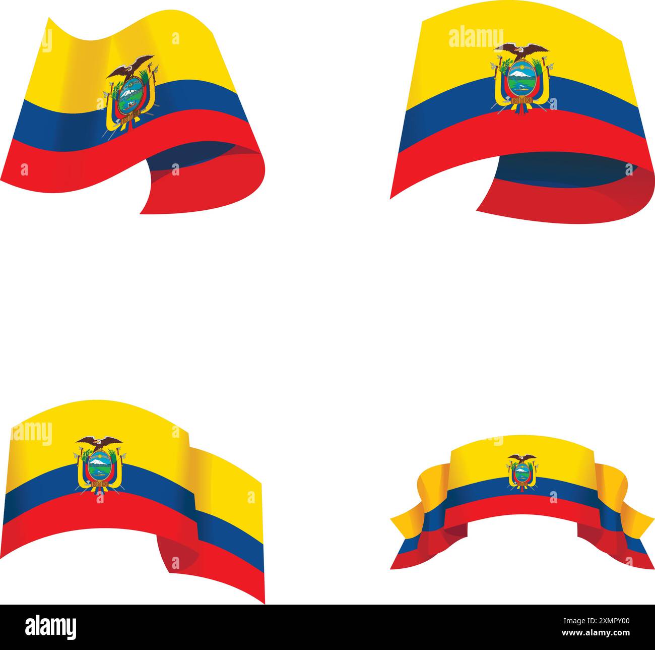 Ecuador symbol icons set cartoon vector. Ecuador official flag. South ...