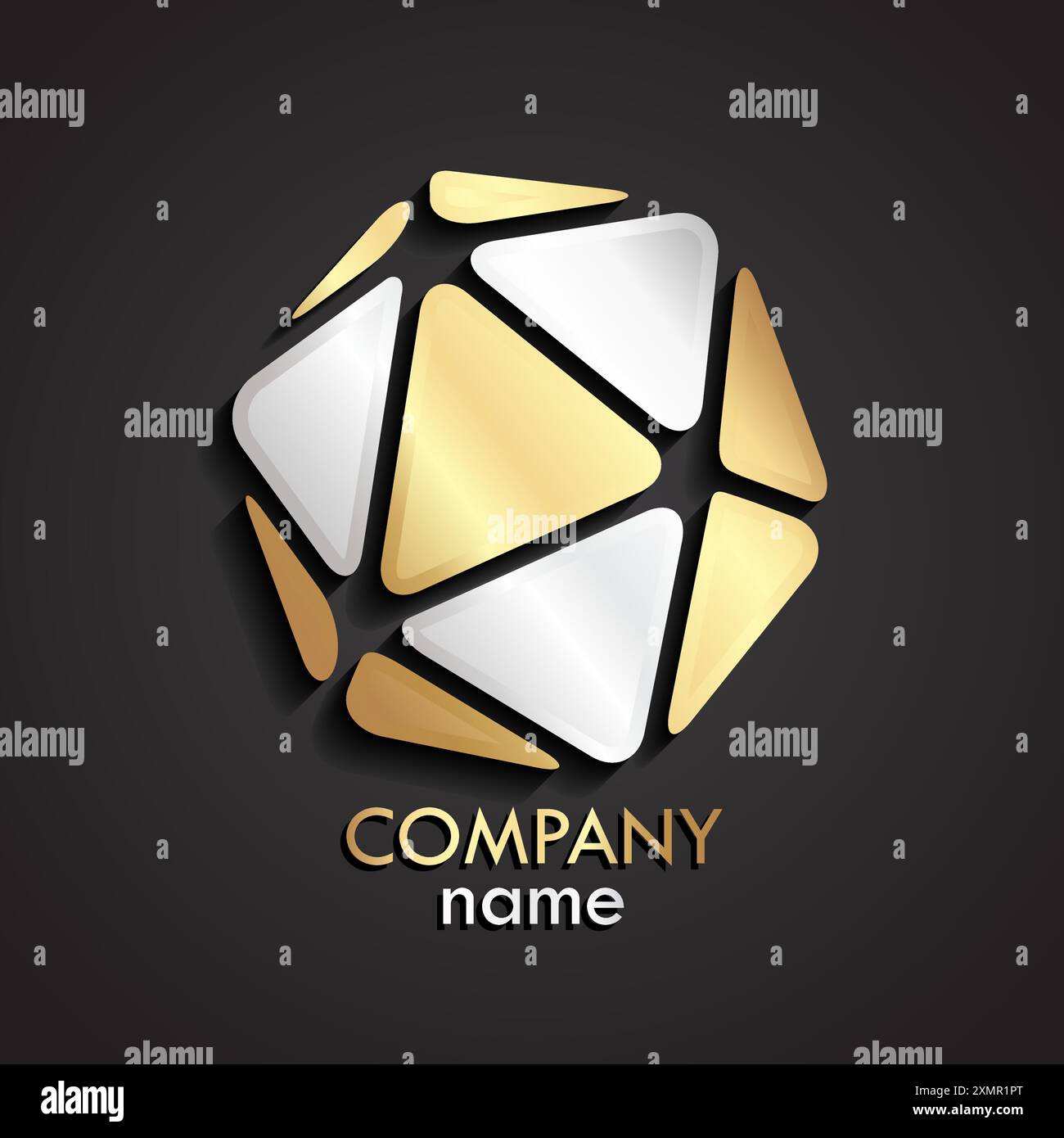 3d geometric silver,golden, logo Stock Vector