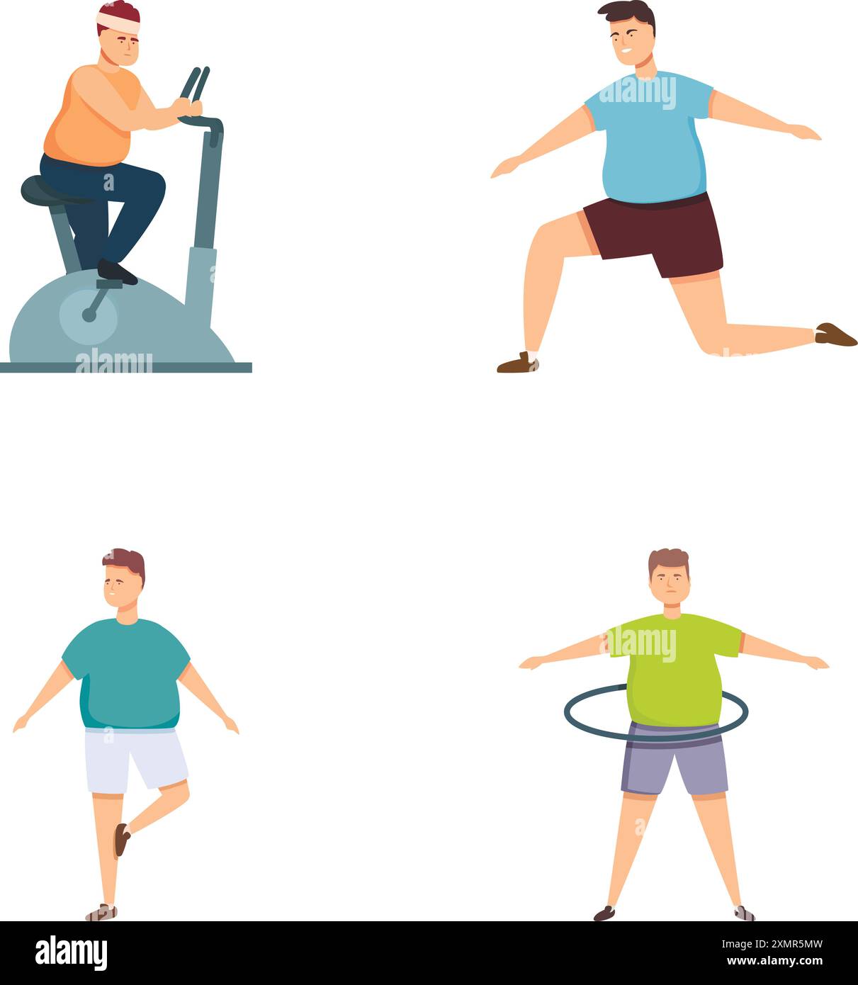 Illustration collection featuring men performing aerobic exercises including cycling and stretching Stock Vector Image Art Alamy