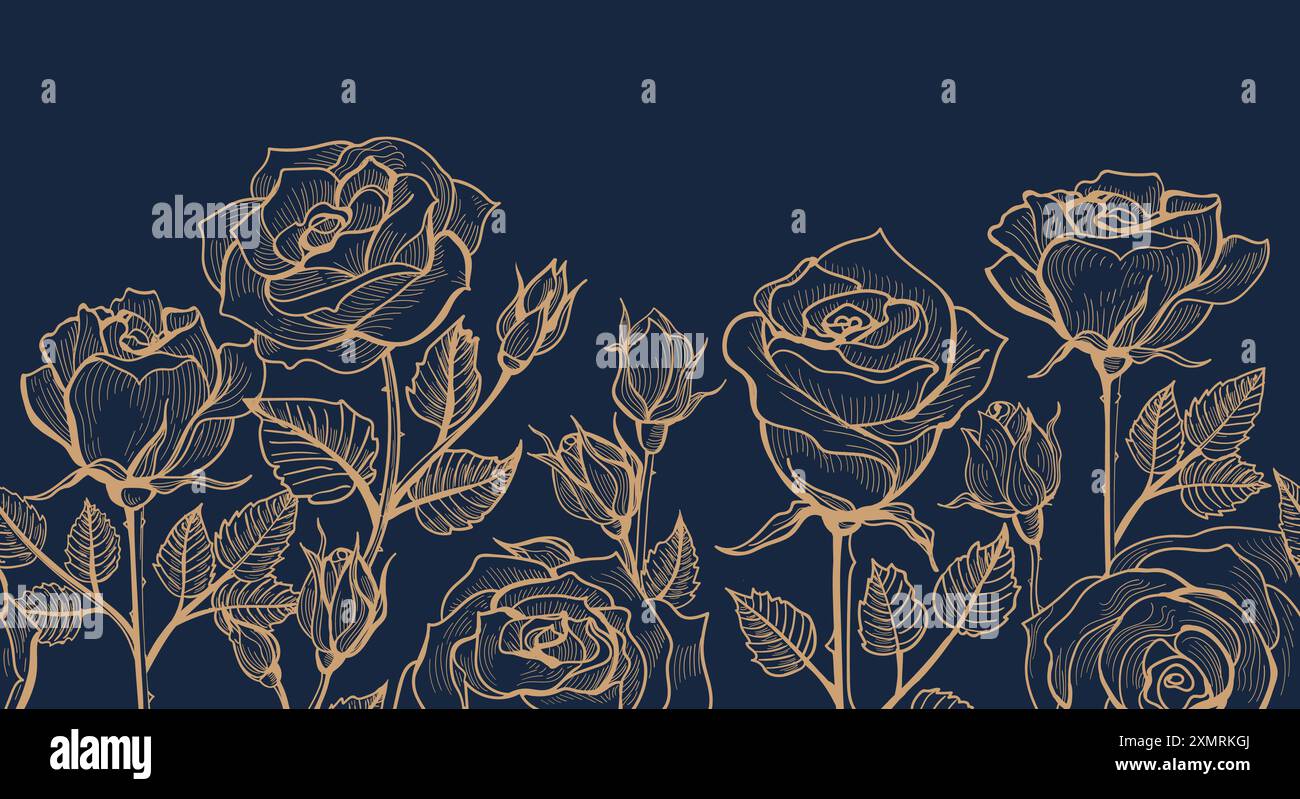 Rose flower and leaves seamless pattern Stock Vector Image & Art - Alamy