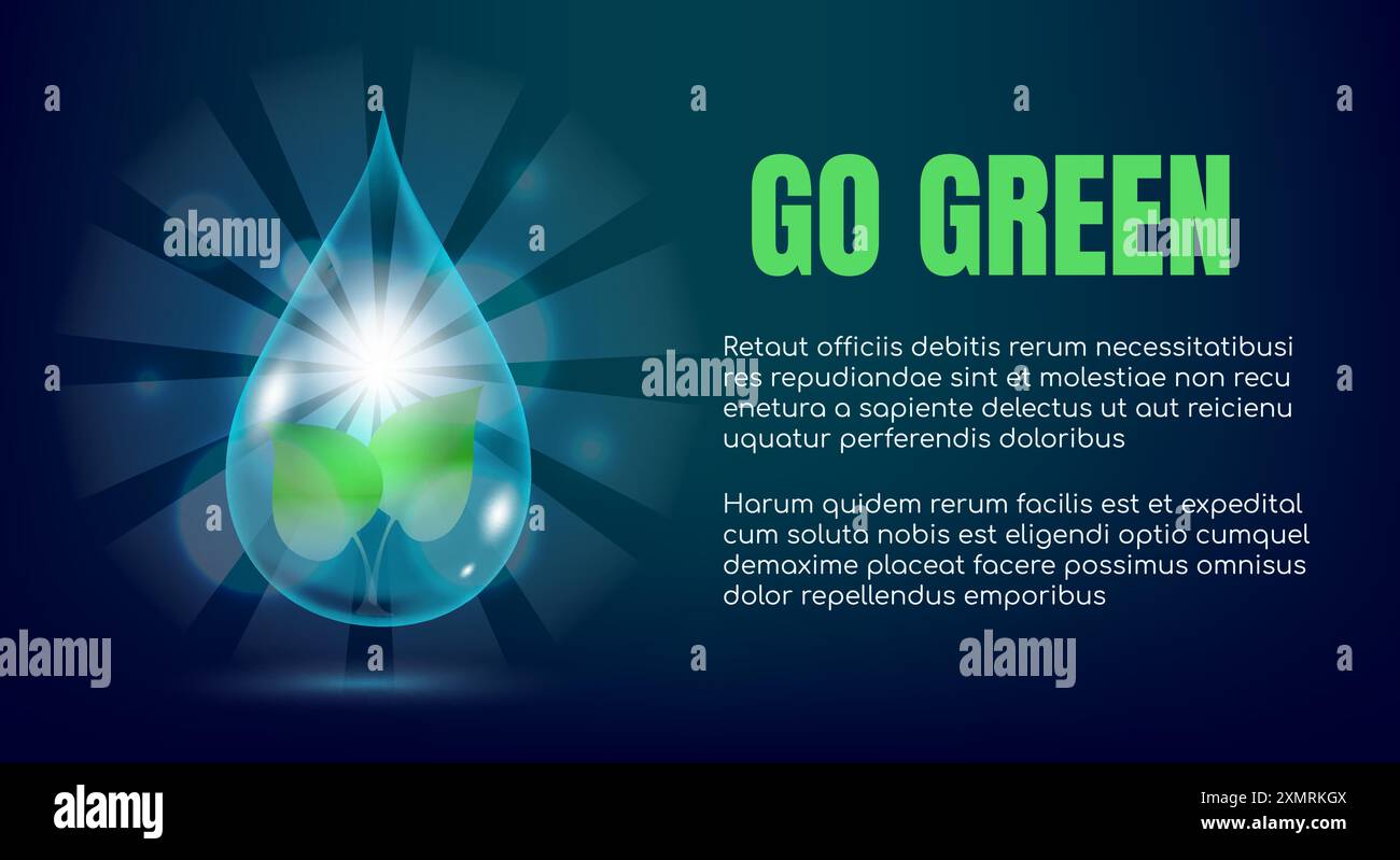 Water drop with green leaves inside poster Stock Vector Image & Art - Alamy