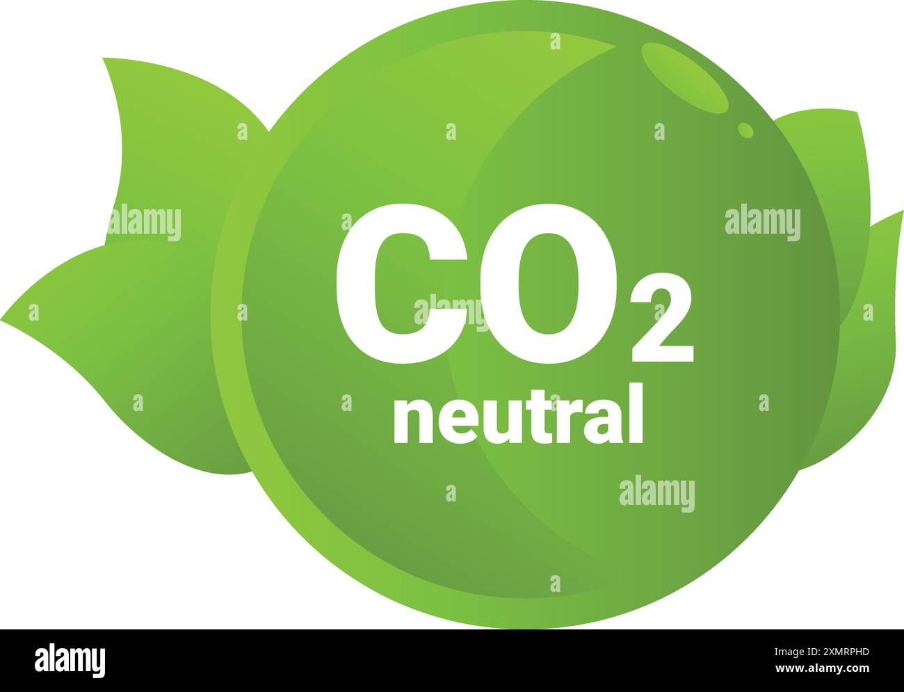 Green glossy co2 neutral icon with leaves representing commitment to ...