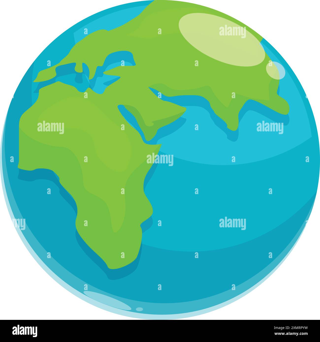 Cartoon earth globe showing africa and europe continents on blue background Stock Vector