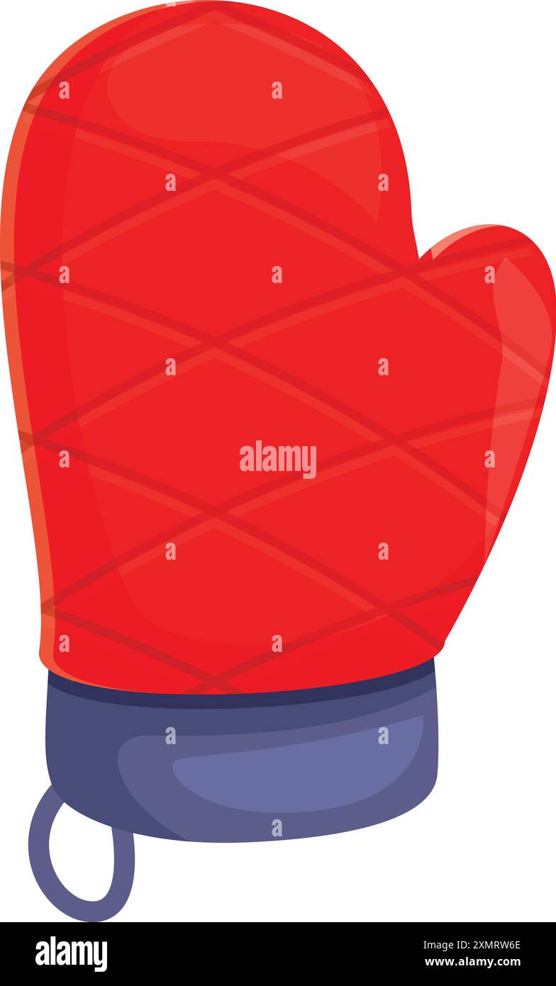 Red oven mitten protecting hands from hot dishes when cooking Stock Vector