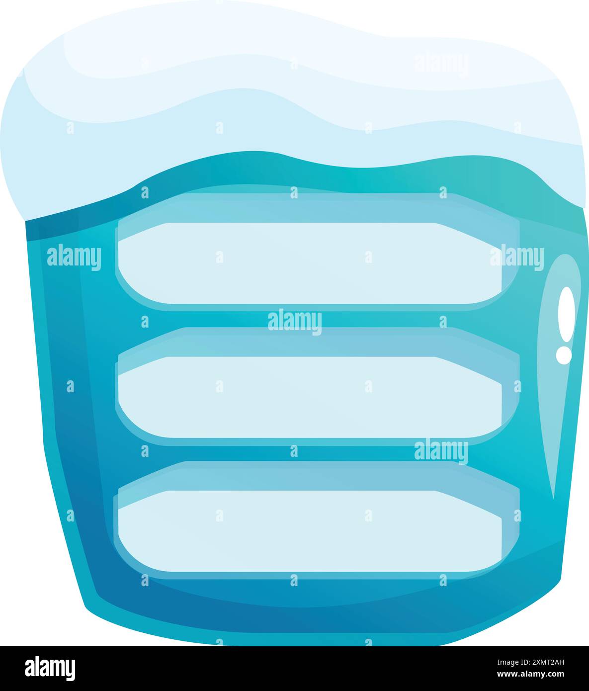 Blue server rack covered with snow representing cloud computing and data storage Stock Vector