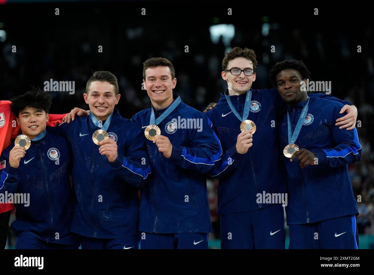 Bronze medalists, Team USA, pose with their medals during the men's ...