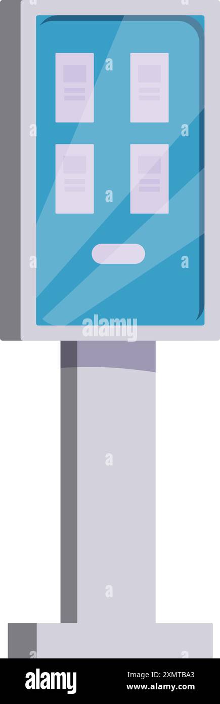 Interactive information kiosk displaying multiple options for users, providing easy access to information and services Stock Vector
