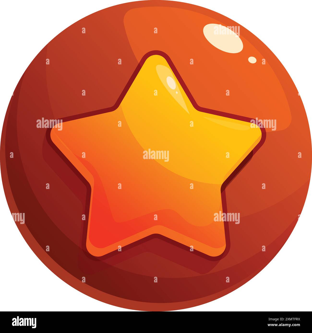Glossy star button shining on brown background, perfect for game developers Stock Vector