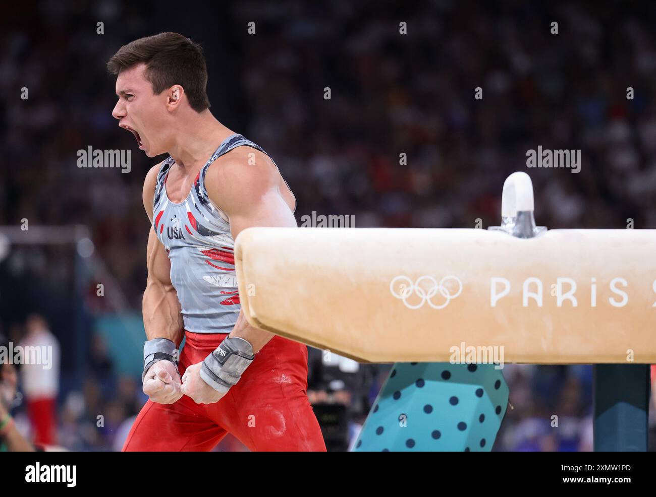 Paris, Ile de France, France. 29th July, 2024. Brody Malone reacts