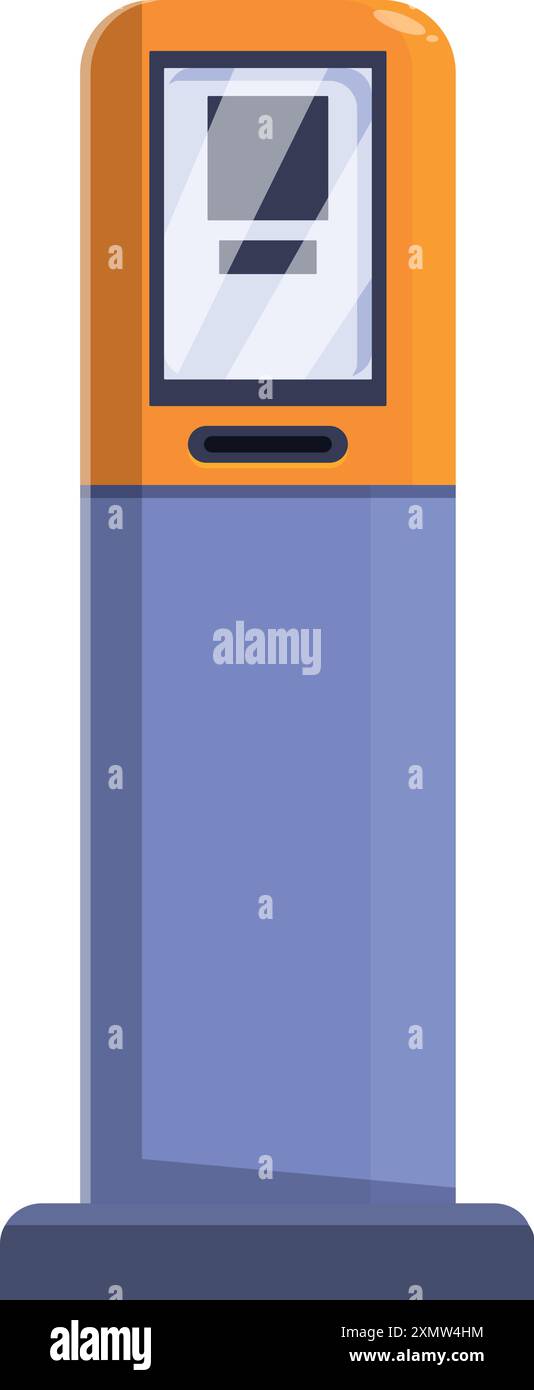 Parking meter machine accepting contactless payment using nfc technology located on the street Stock Vector