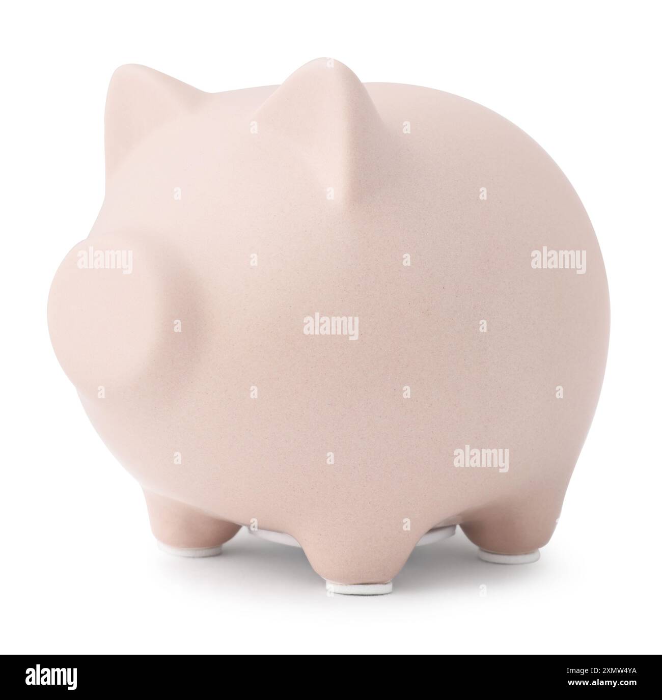 One beige piggy bank isolated on white Stock Photo - Alamy