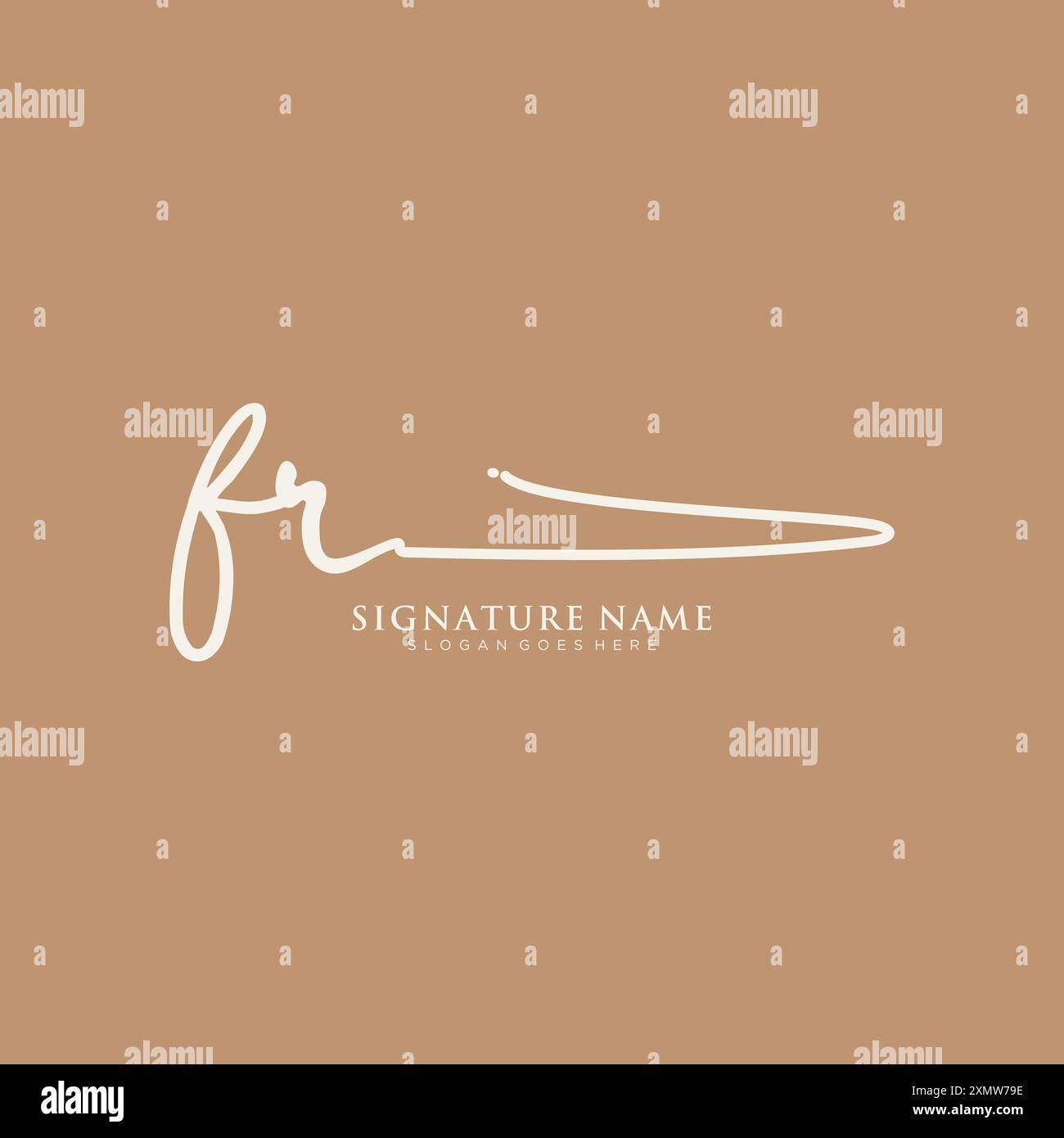 FR Signature Logo Template Stock Vector