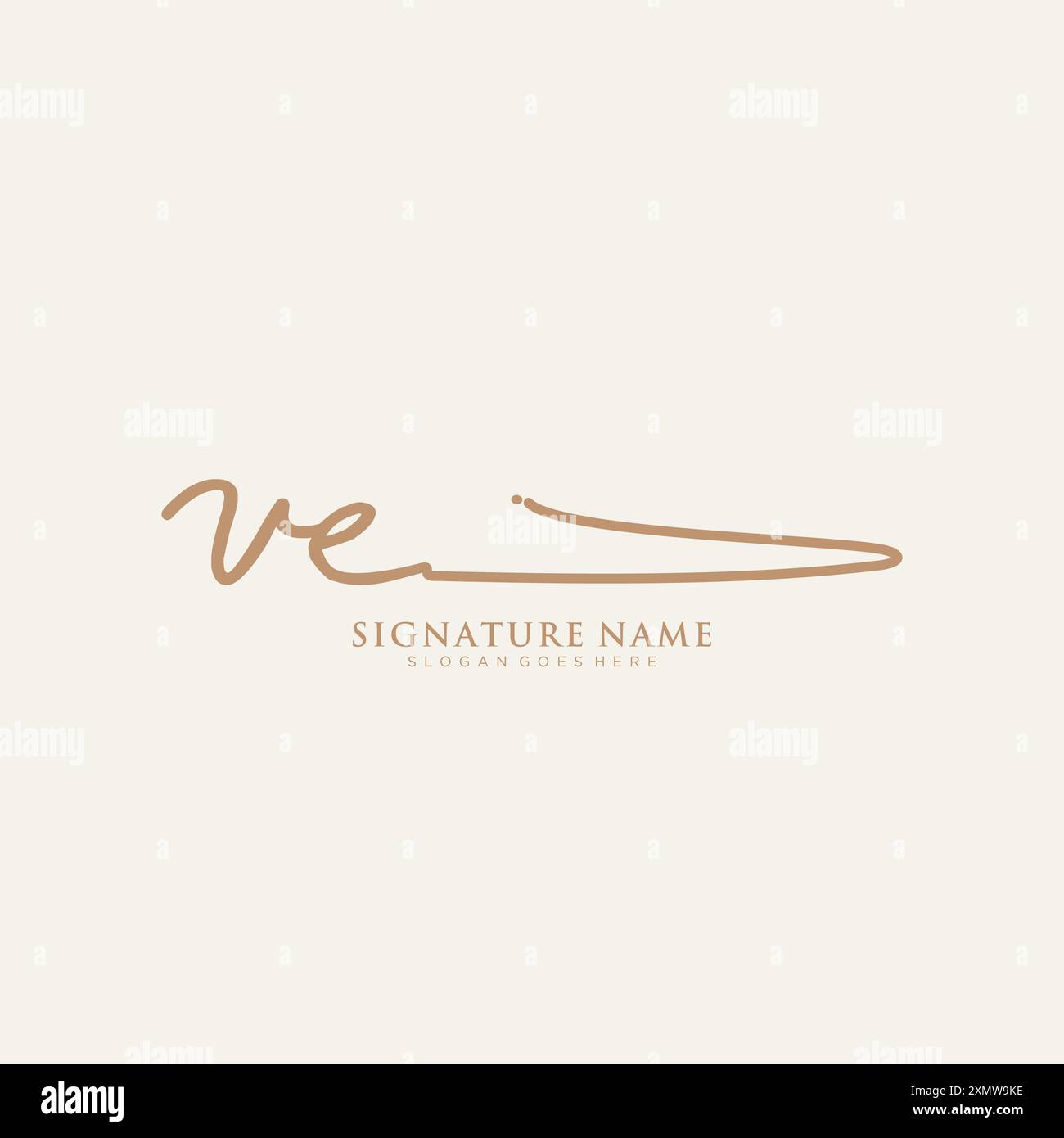 VE Signature Logo Template Stock Vector