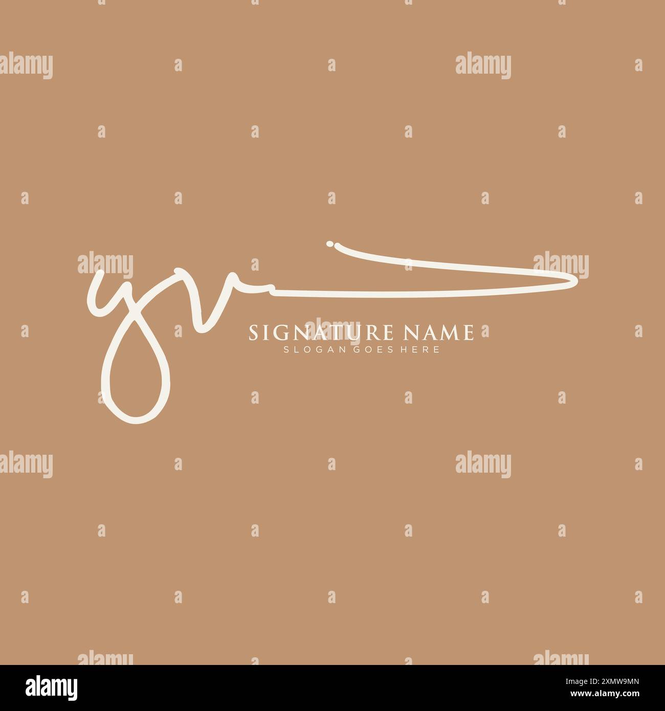 YV Signature Logo Template Stock Vector