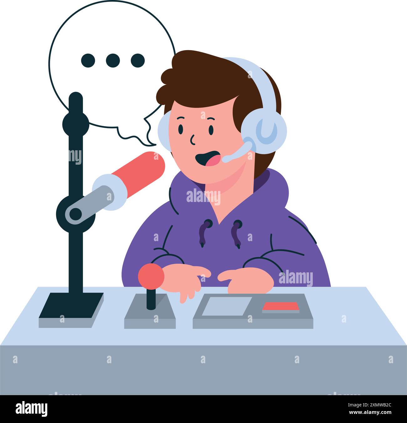 guy with microphone for a live streaming Stock Vector