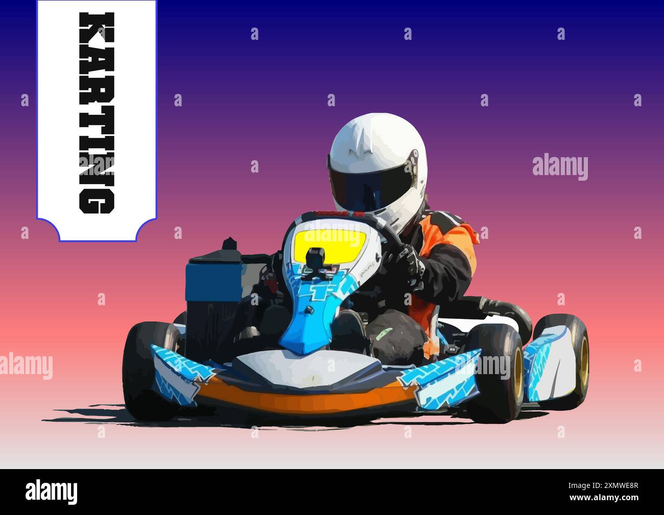 Go Kart Racer Isolated Over Color Background. 3d vector illustration Stock Vector