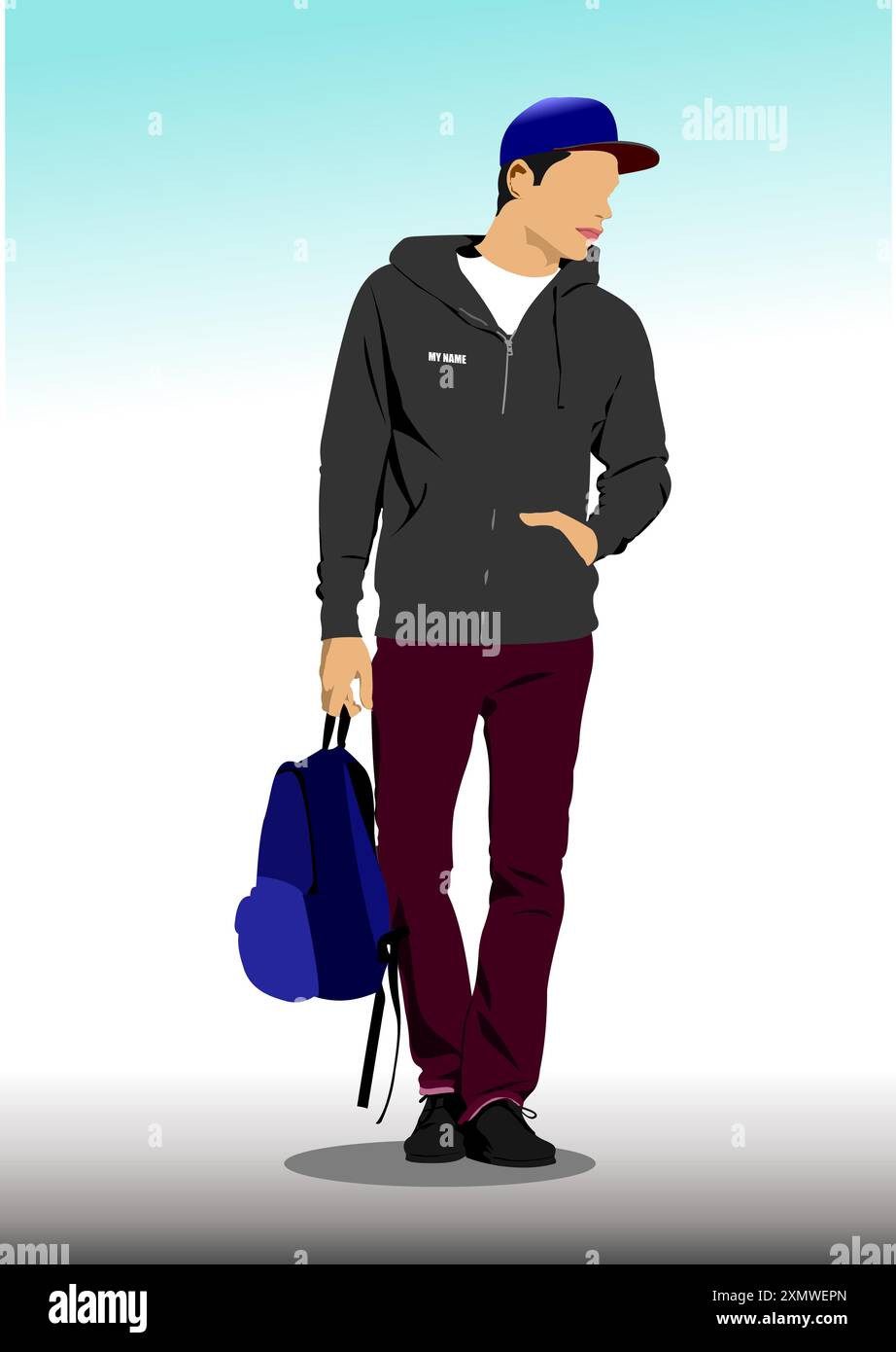 Handsome young man bag Stock Vector Images - Alamy