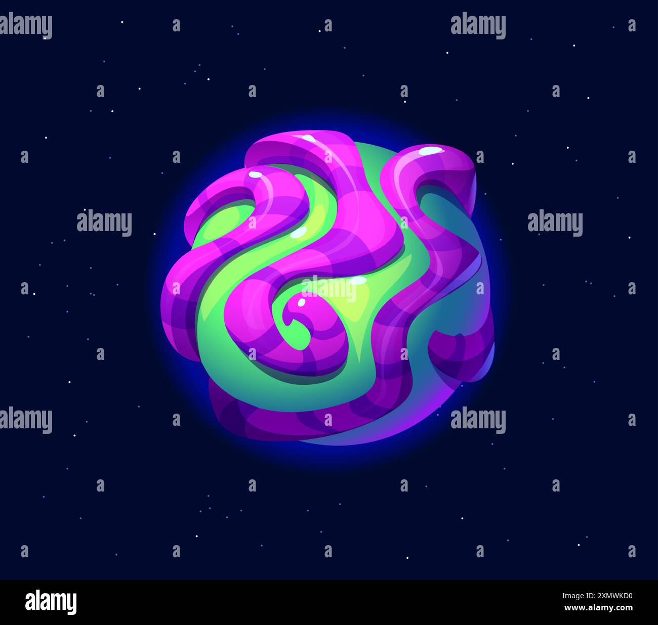 Cartoon fantasy galaxy alien space planet. Vector whimsical, vibrant ...