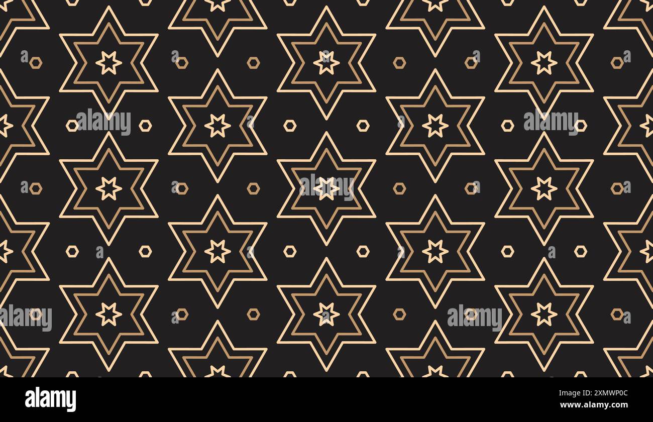Seamless pattern geometric gold stars background Stock Vector