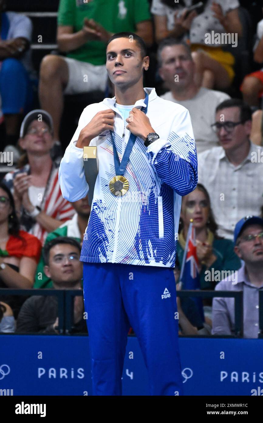 Paris, France. 29th July, 2024. David Popovici ( ROU ) Gold medal