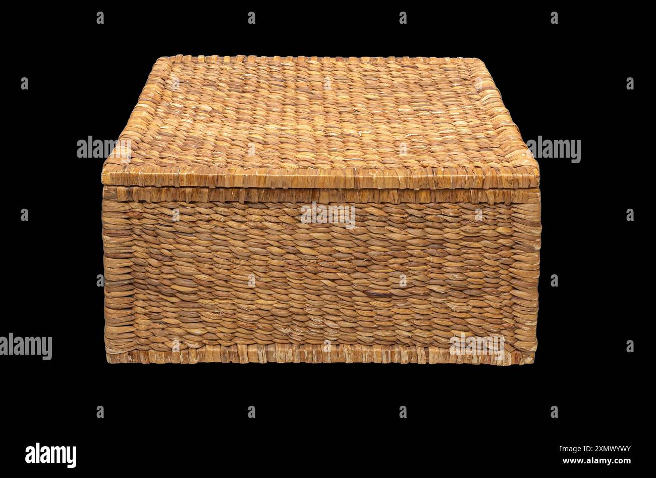 wicker box isolated on black background  with clipping path Stock Photo