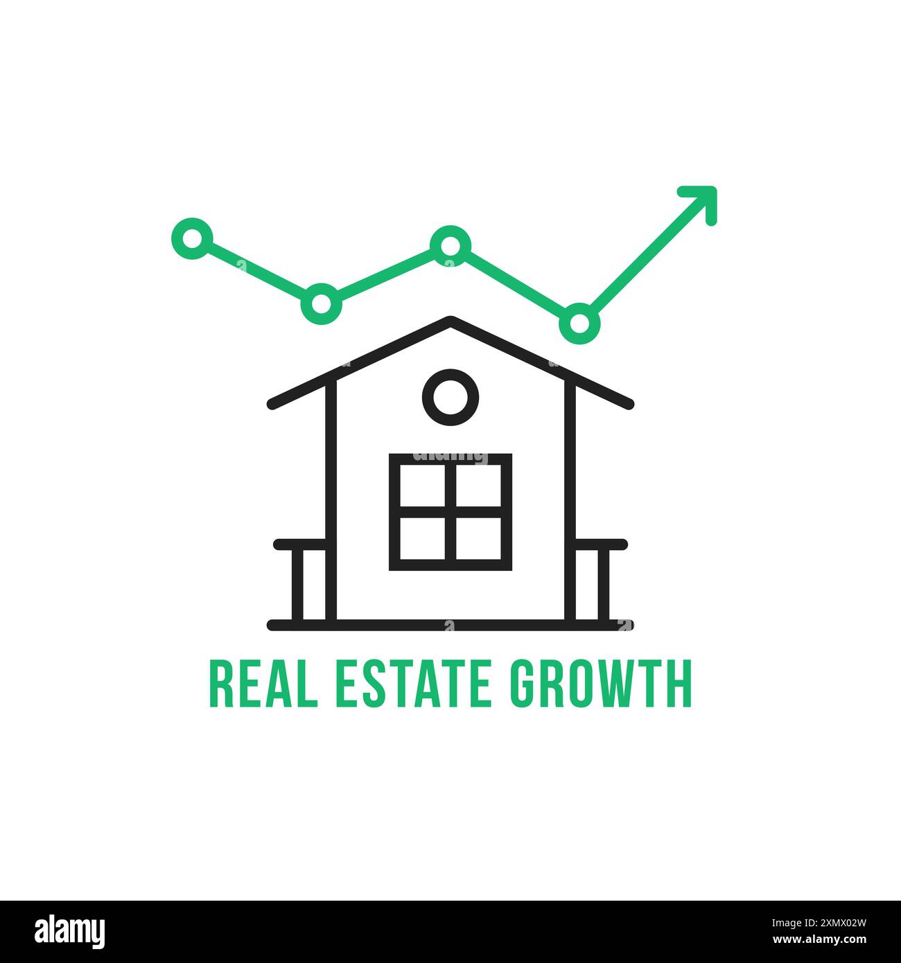 green linear real estate growth simple icon Stock Vector