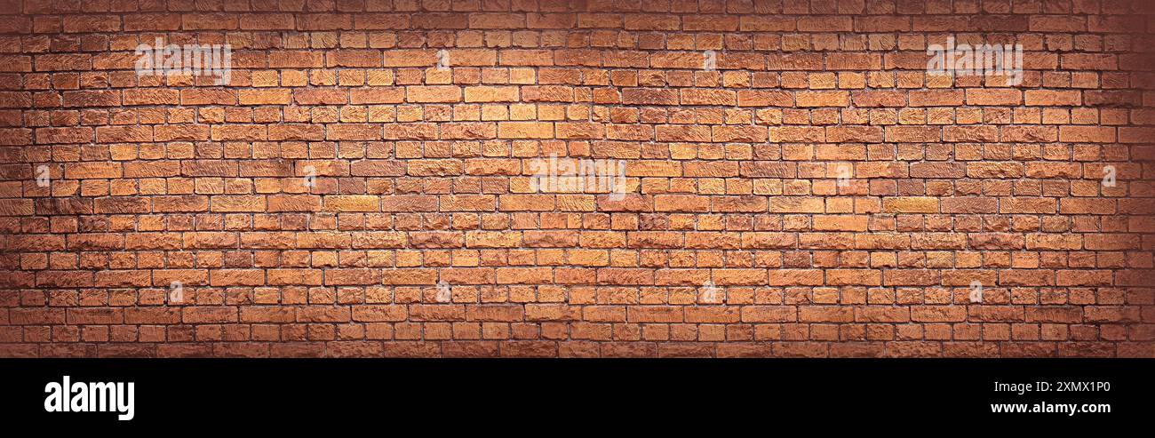 red brick wall, wide panorama of masonry Stock Photo