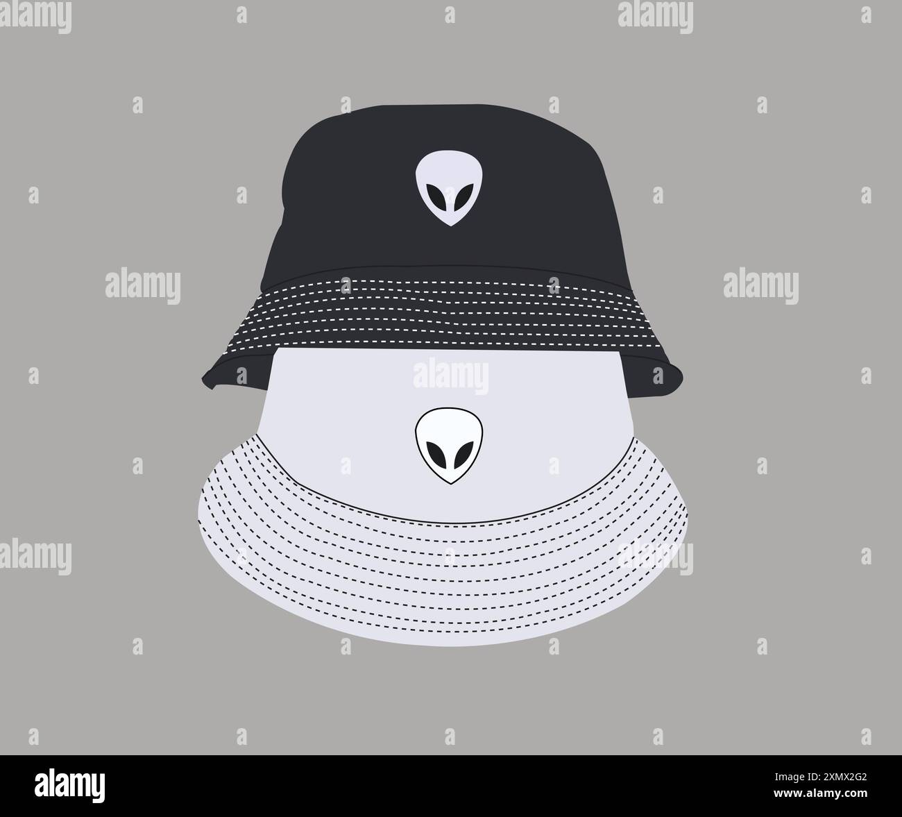 Vector illustration of bucket hat black and white color for sun ...