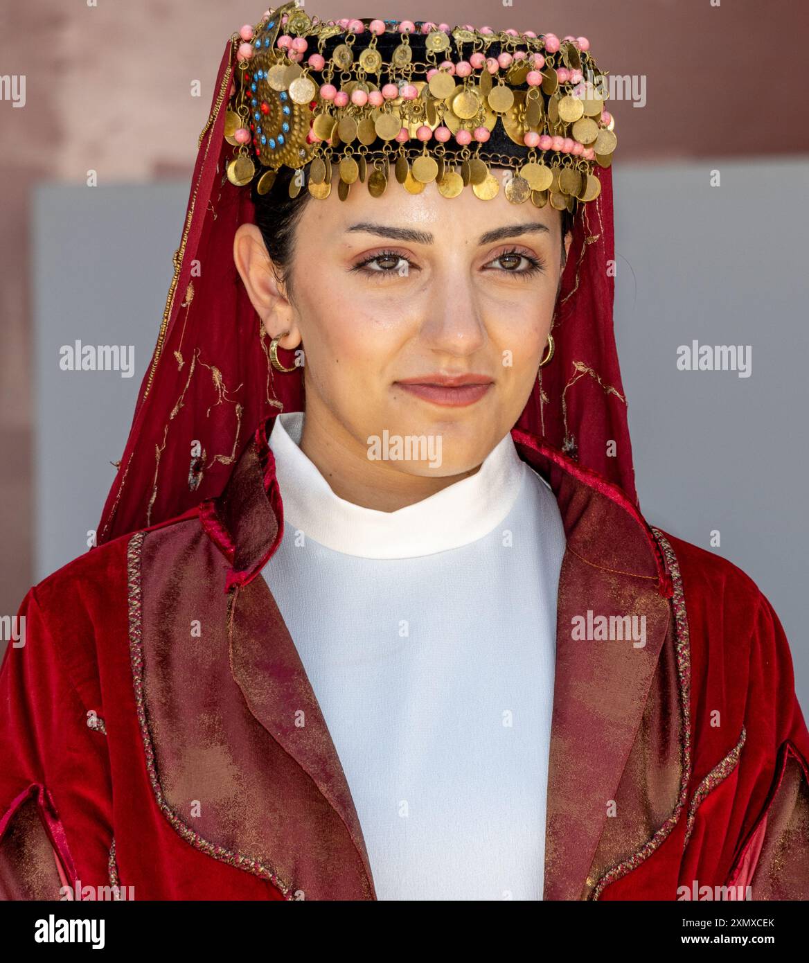 Istanbul, Turkey June 06 2024: A Turkish young girl in her traditional ...