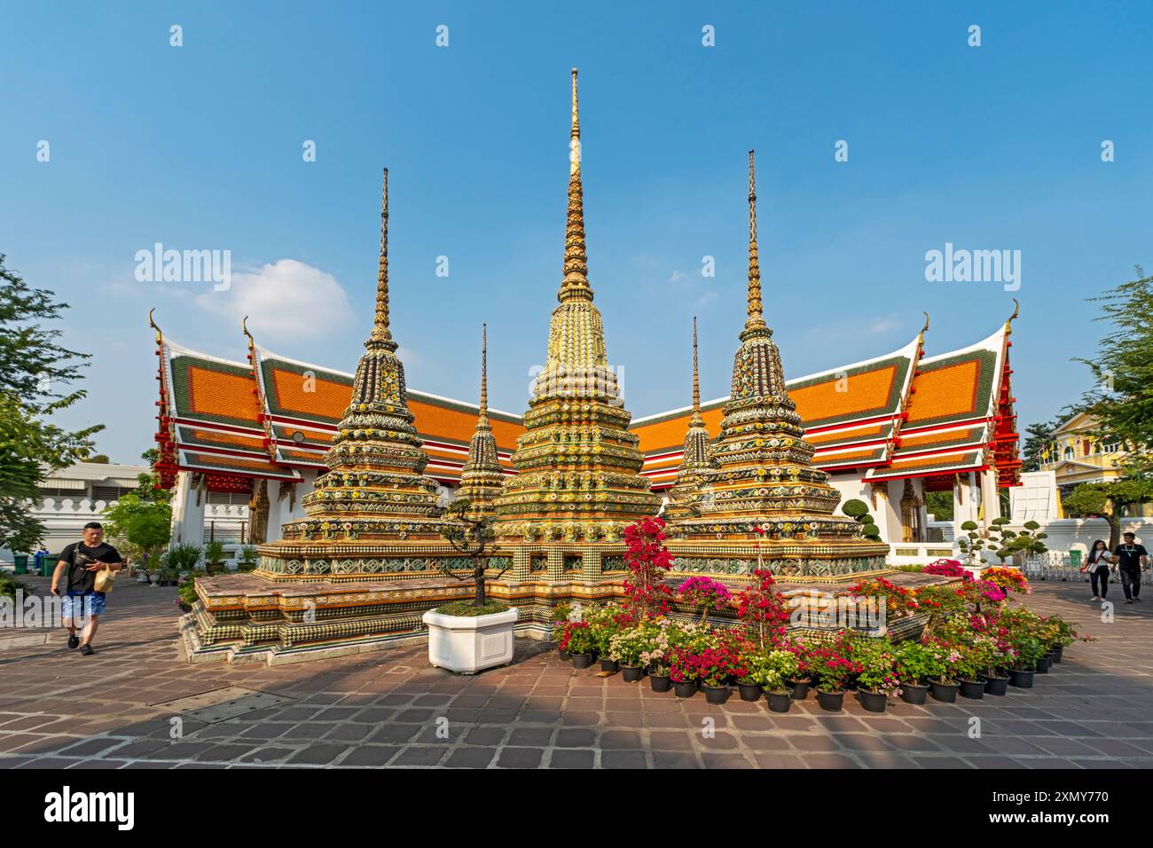 Stupas at Wat Pho complex, Bangkok, Thailand Stock Photo