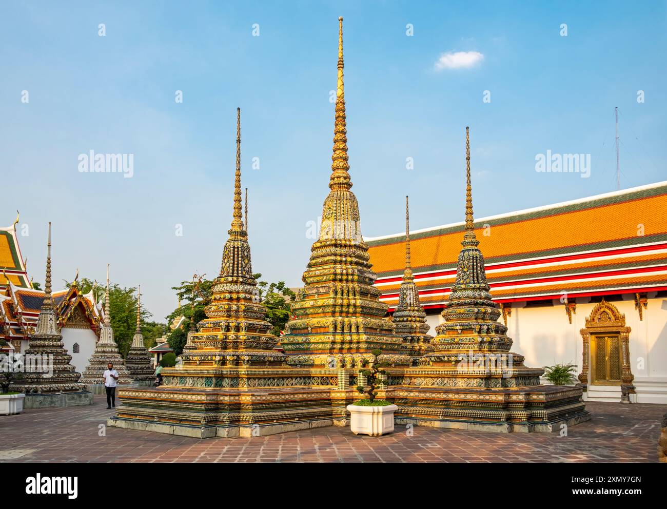 Stupas at Wat Pho complex, Bangkok, Thailand Stock Photo