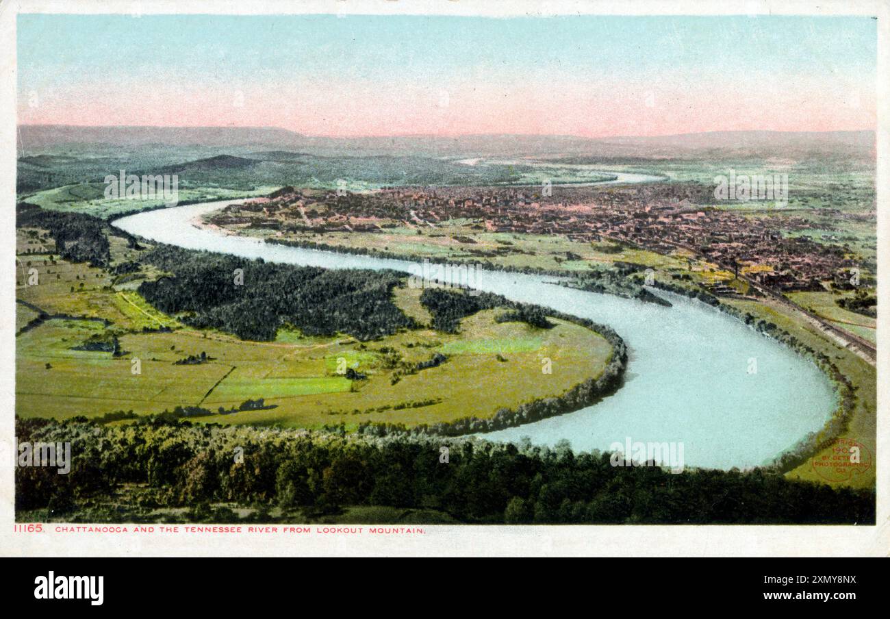 Chattanooga and the Tennessee River from Lookout Mountain Stock Photo