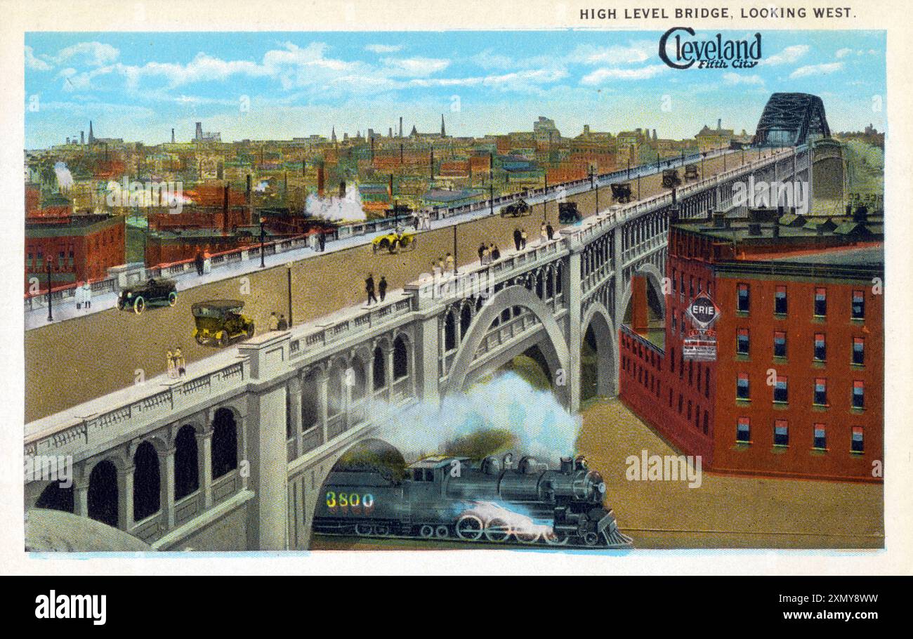 High Level Bridge, looking West - Cleveland, Ohio, USA Stock Photo