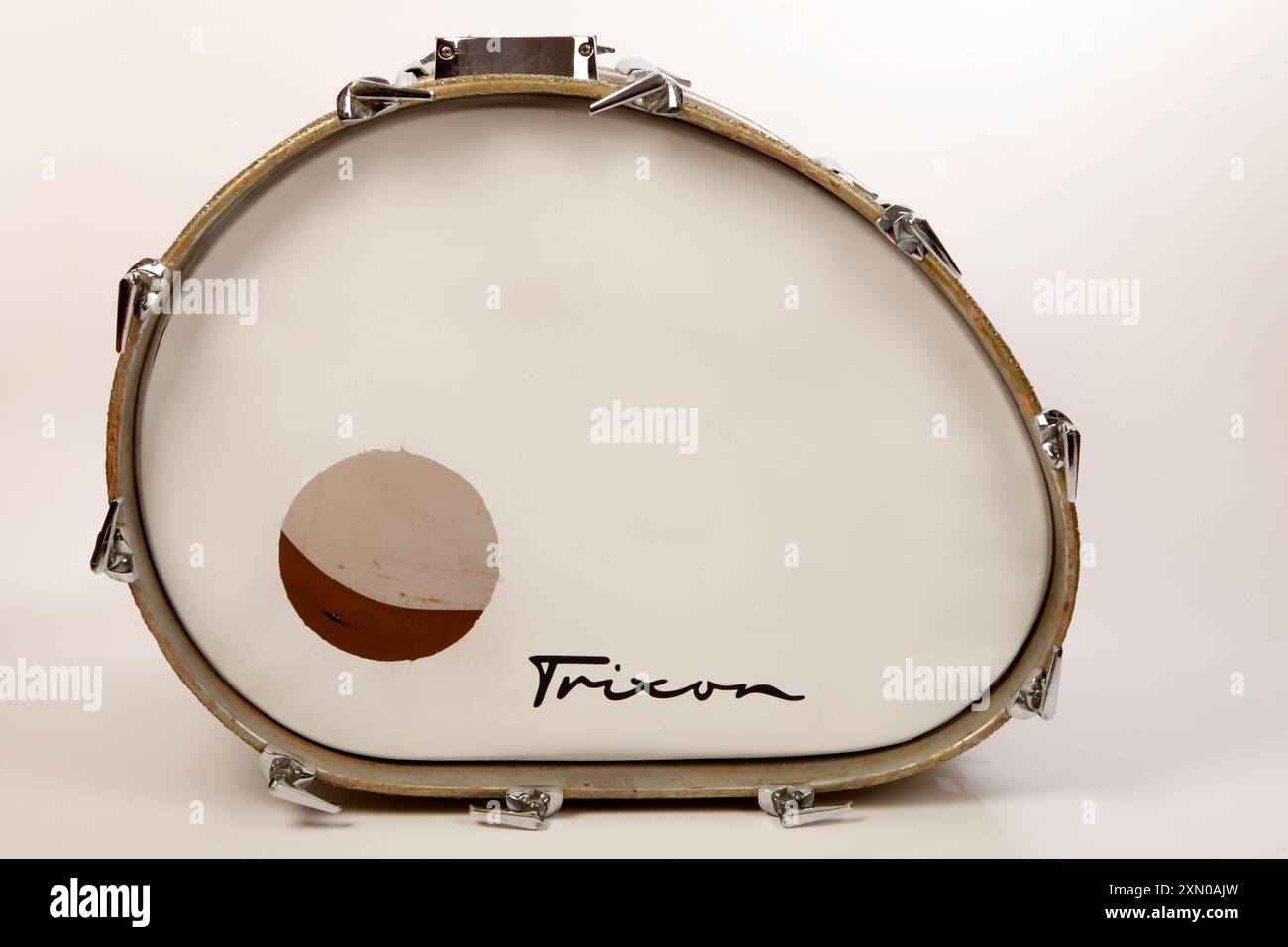 Trixon eliptical Bass Drum, legendary unique elliptical / ellipsoid shaped instrument designed to be played with two pedals at once. Stock Photo