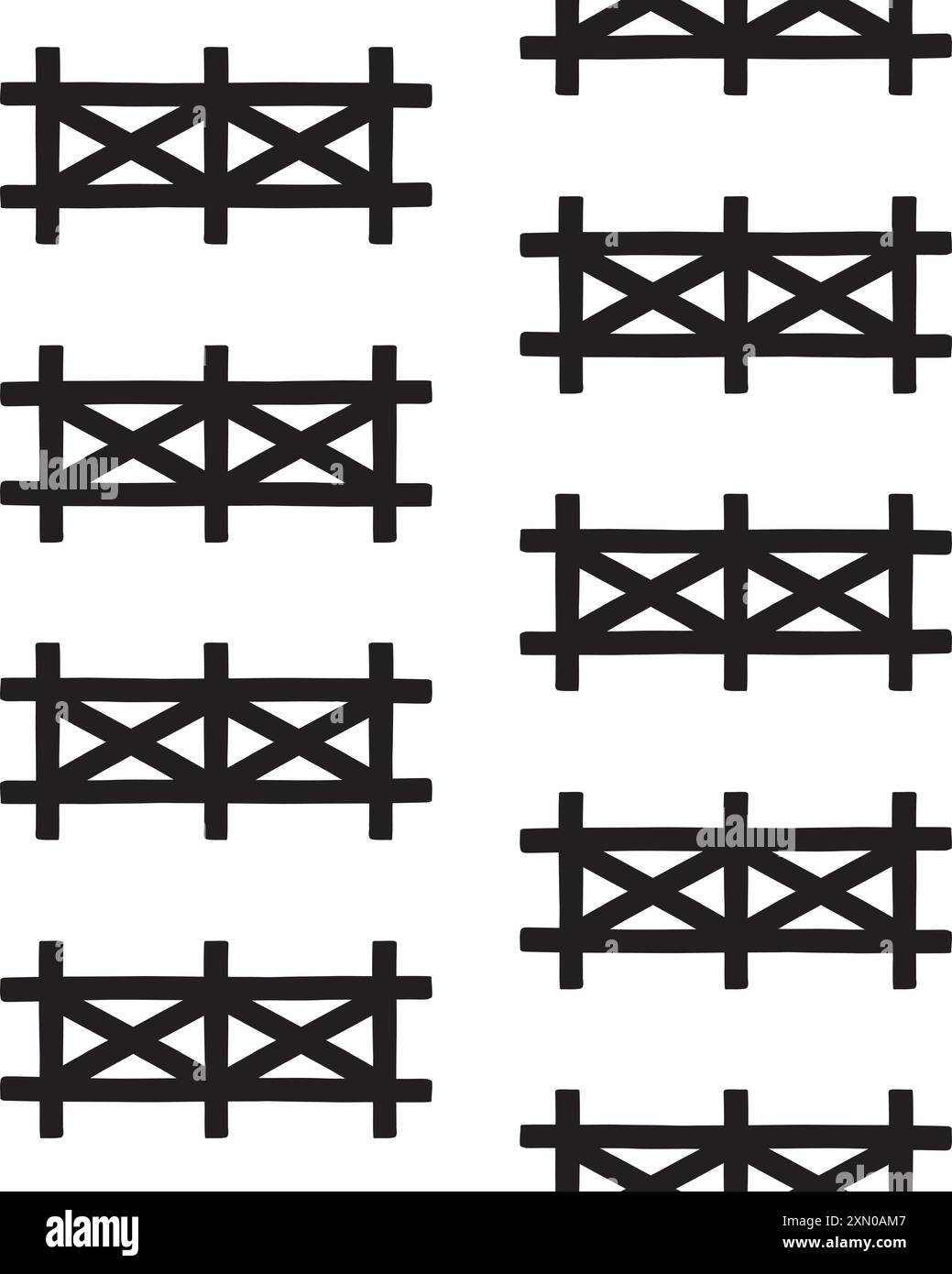 Vector seamless pattern of hand drawn fence silhouette isolated on ...