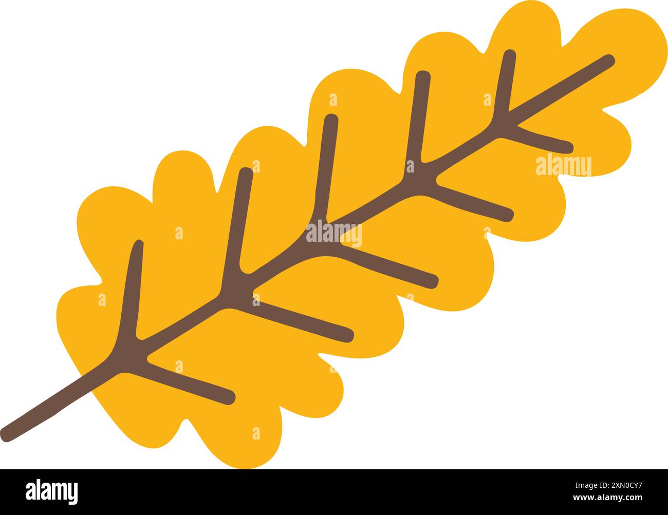 Vector flat illustration of a yellow oak leaf Stock Vector Image & Art ...