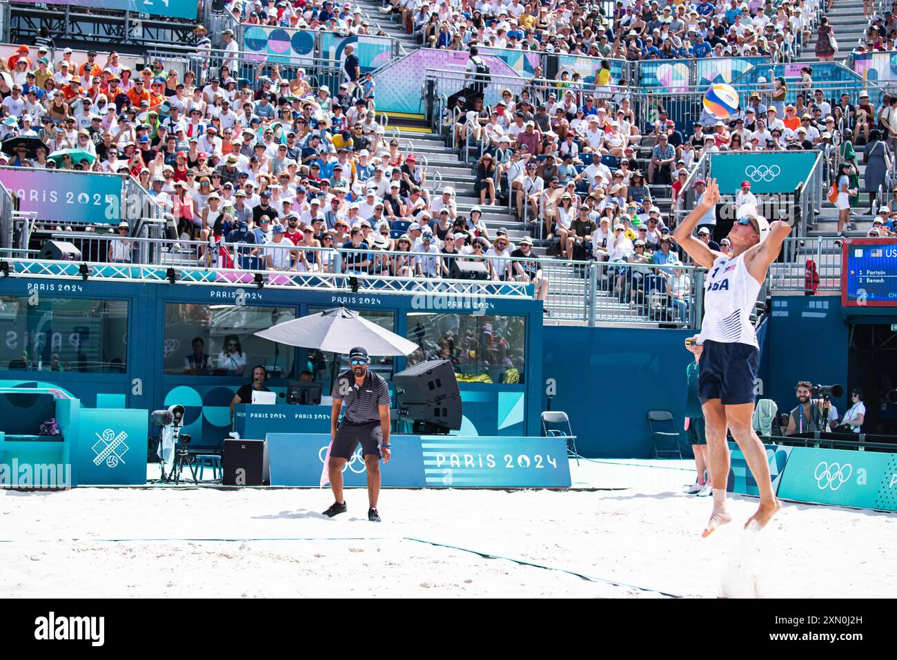 Paris, France. 30th July, 2024. Miles Partain (USA), Beach Volleyball