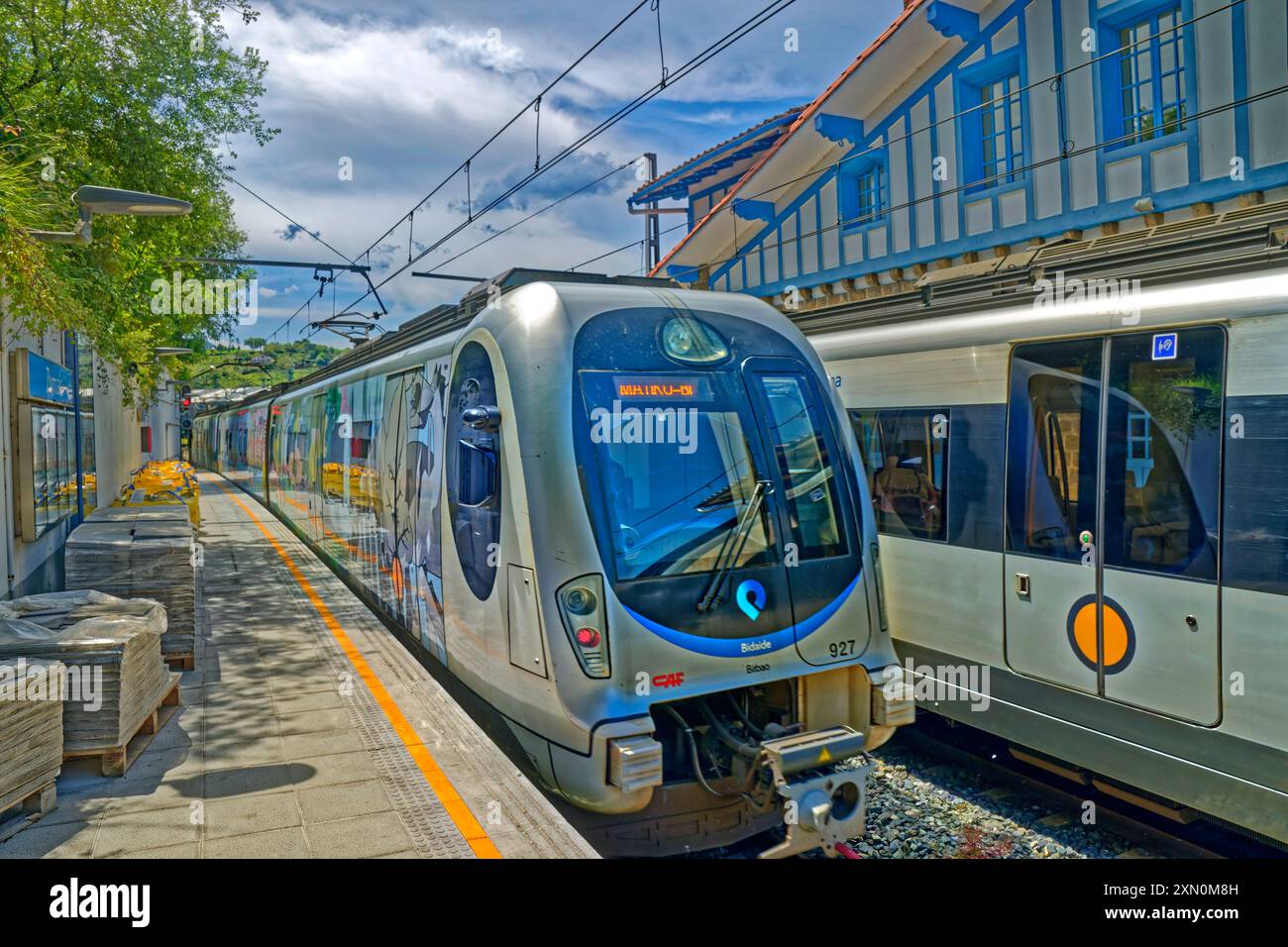 Euskotren train service between Donostia-San Sebastian and Bilbao in Northern Spain. Stock Photo