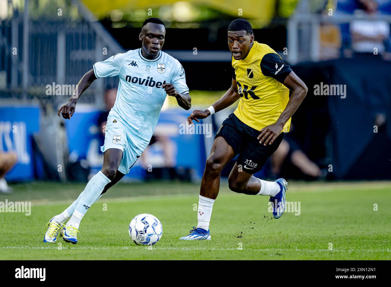 Breda, Netherlands. 30th July, 2024. BREDA, NETHERLANDS - JULY 30: Manu  Garcia of Aris FC is thanking the fans for their support during the Pre  Season Friendly match between NAC Breda and, image size:1300x956