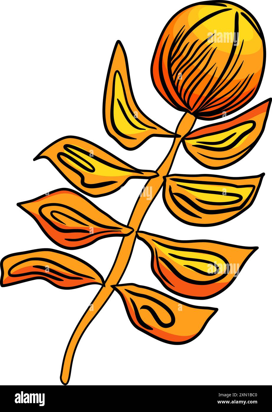 Tropical flower in doodle style vector illustration Stock Vector