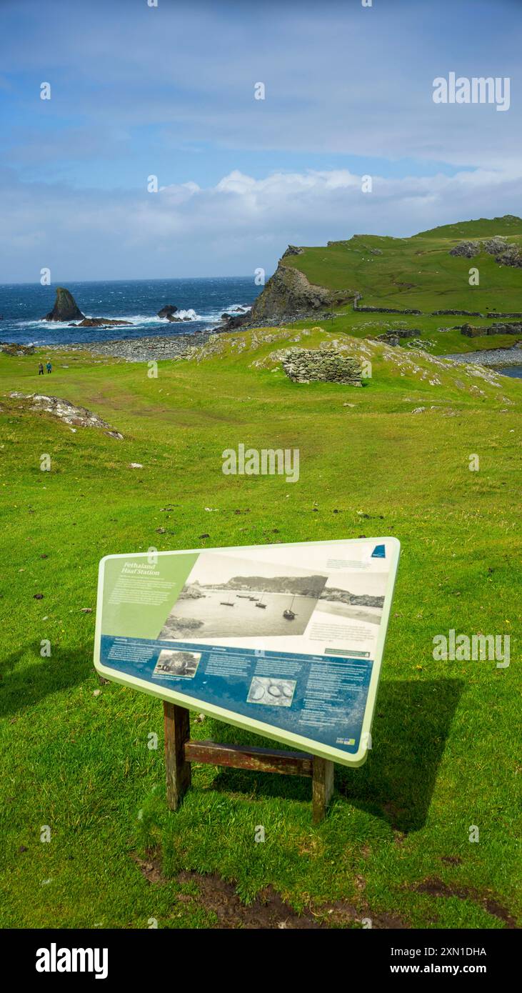 Fethaland is an abandoned settlement at the extreme north end of Mainland, Shetland. It was the site of the largest fishing station in Shetland Stock Photo